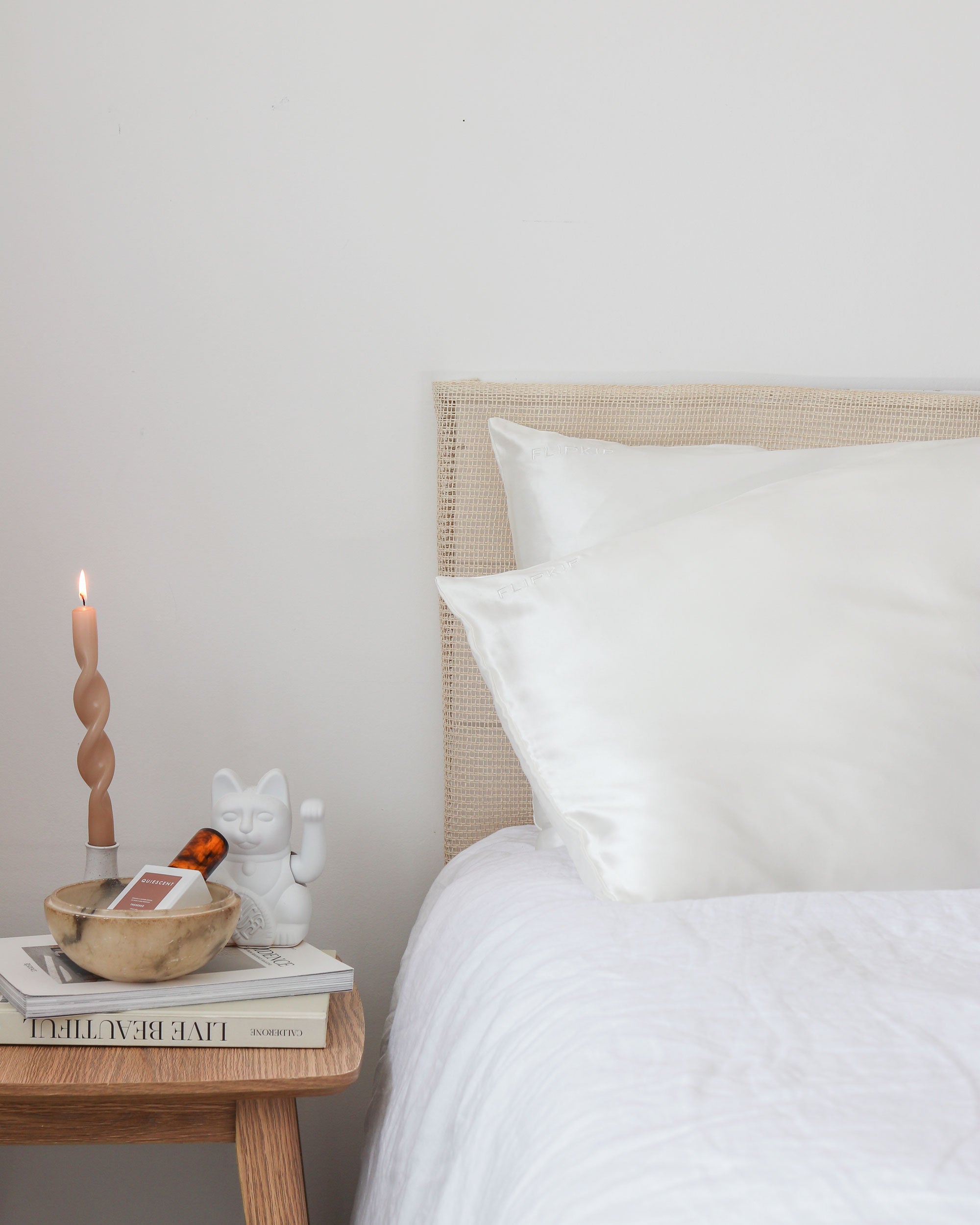 Natural White Flip Silk Linen Pillowcase