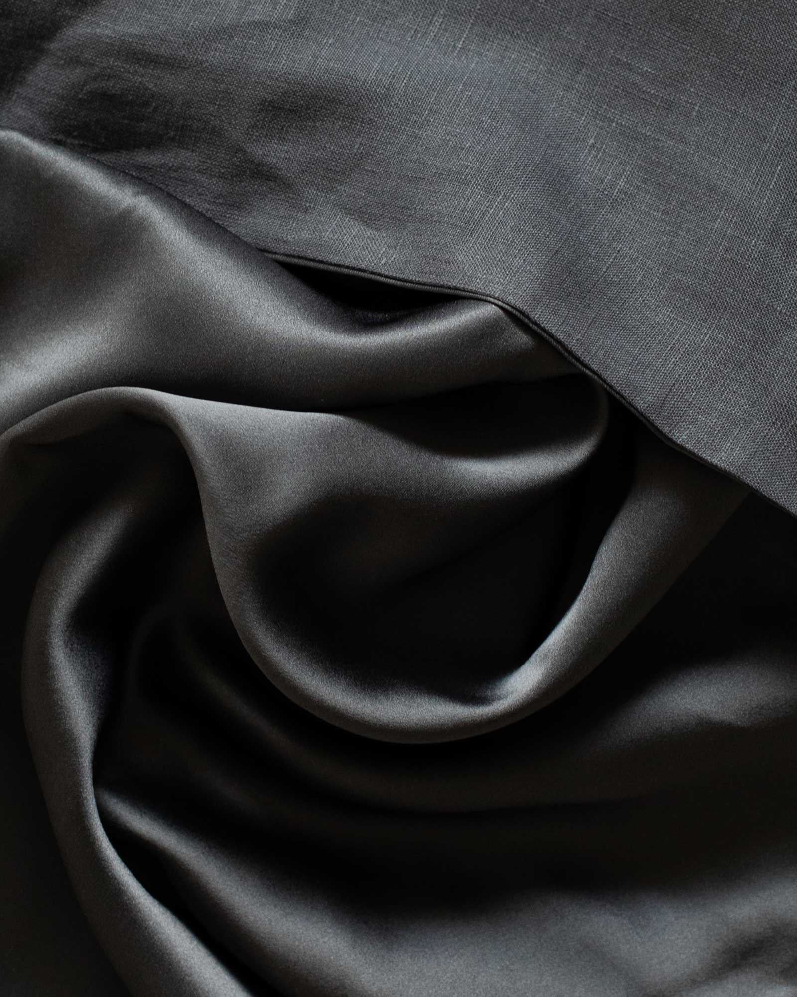 Charcoal Flip Silk Linen Pillowcase