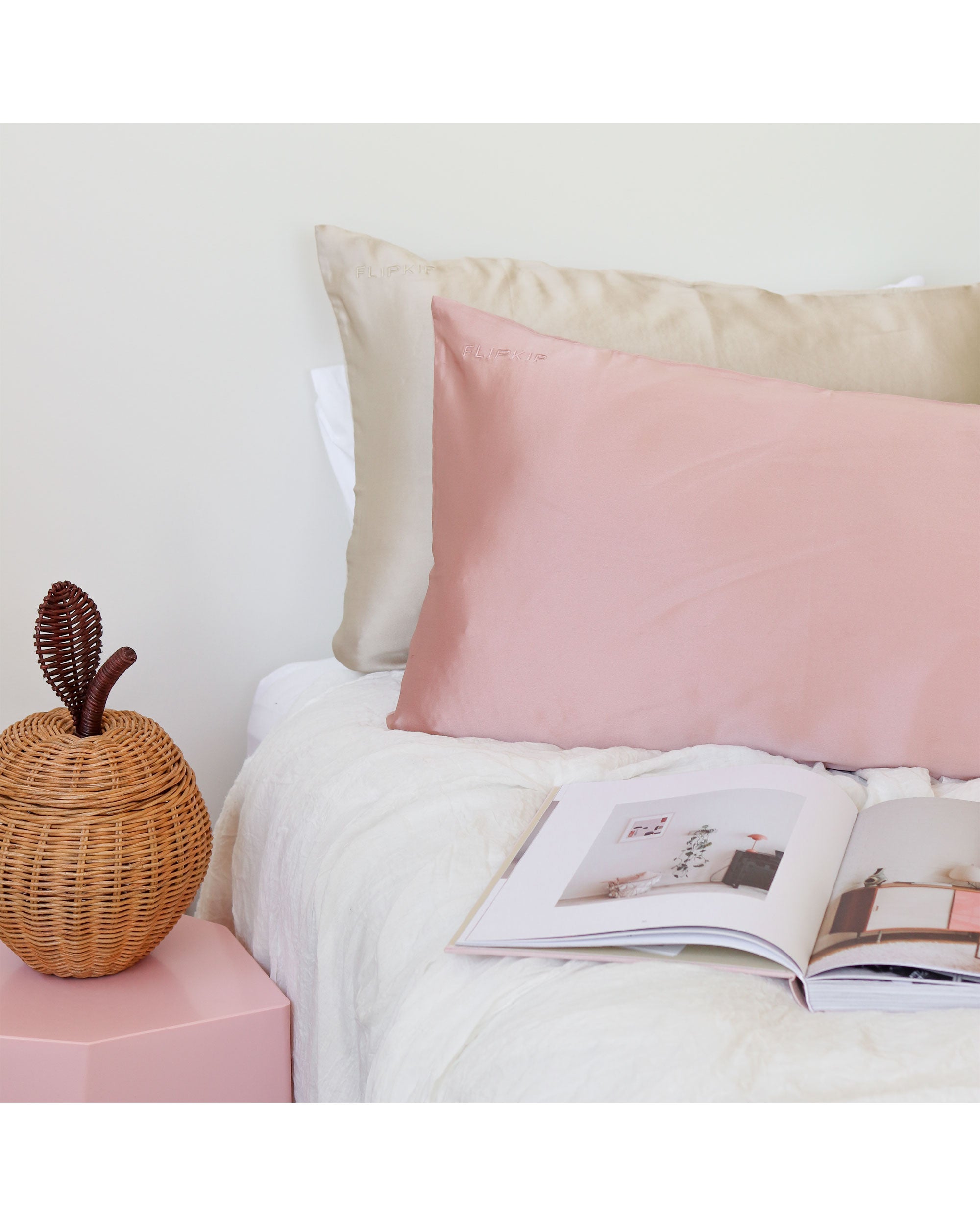 Rose Flip Silk Linen Pillowcase